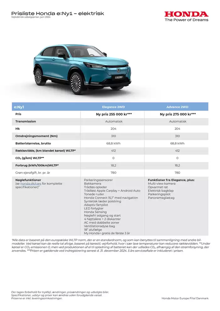 Honda katalog i København | Honda e:Ny1 prisliste | 9.10.2024 - 9.10.2025