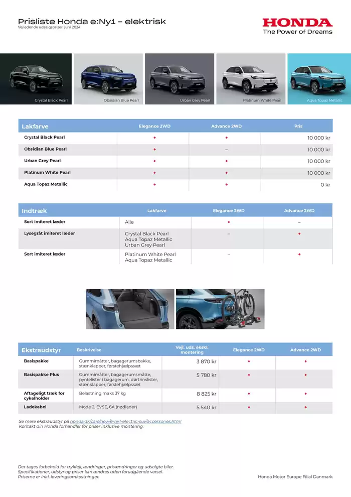 Honda katalog i Aalborg | Honda e:Ny1 prisliste | 9.10.2024 - 9.10.2025