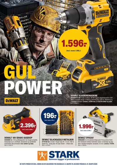 Tilbud fra Byggemarkeder i Hobro | Dewalt Gul Power marts 2025 hos Stark | 3.3.2025 - 21.3.2025