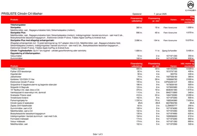 Citroën katalog i Odense | Citroën Tilbehørsprisliste C4 | 21.3.2025 - 4.4.2025
