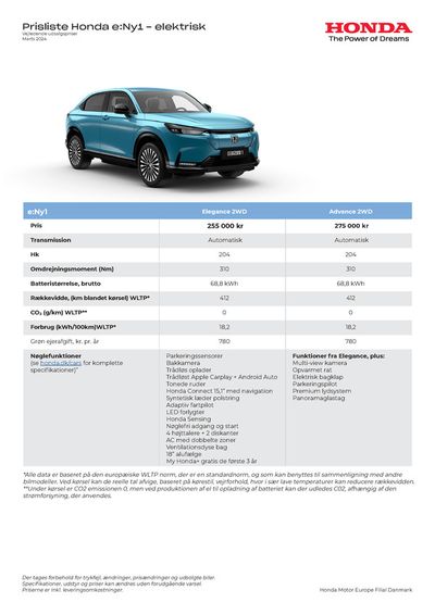 Honda katalog i Struer | Honda Prisliste e:Ny1 | 23.3.2024 - 23.3.2025