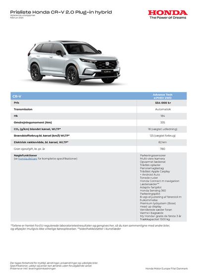 Honda katalog i Vejle | Honda Prisliste CR-V PHEV | 23.3.2024 - 23.3.2025