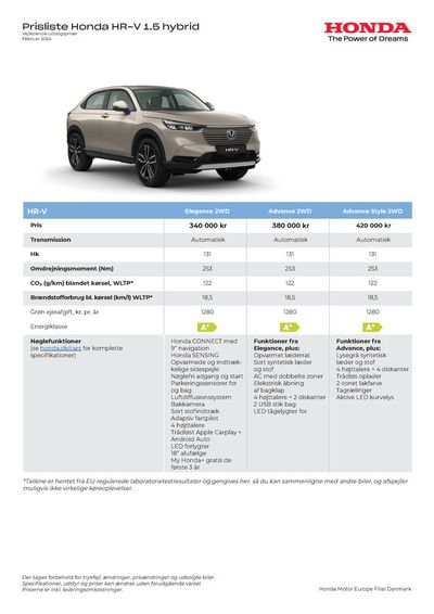 Honda katalog i Vejle | Honda Prisliste HR-V Hybrid | 23.3.2024 - 23.3.2025