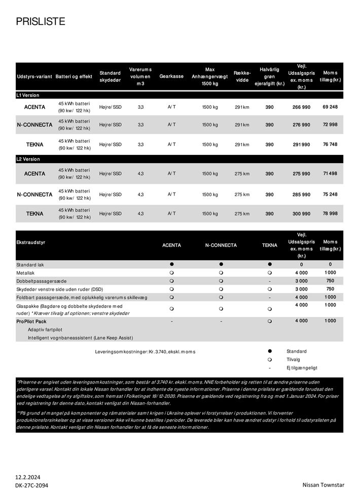 Nissan katalog i Vejle | Townstar Varebil | 13.4.2024 - 13.4.2025