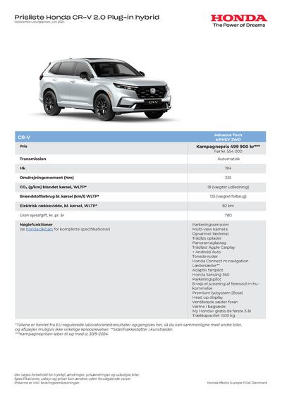Tilbud fra Biler og motor i Farum | Honda Prisliste CR-V PHEV hos Honda | 11.6.2024 - 11.6.2025
