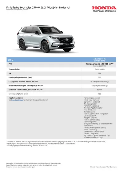 Tilbud fra Biler og motor i Aabenraa | Honda Prisliste CR-V PHEV hos Honda | 11.6.2024 - 11.6.2025