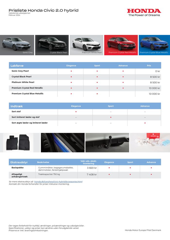 Honda katalog | Honda Prisliste Civic | 19.7.2024 - 19.7.2025
