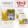 12 + 2 kg gratis! 14 kg Wolf of Wilderness tørfoder på tilbud til 519,9 kr. hos Zooplus DK