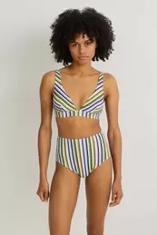 Bikini bottoms - high waist - LYCRA® XTRA LIFE™ - striped på tilbud til 9,99 kr. hos C&A