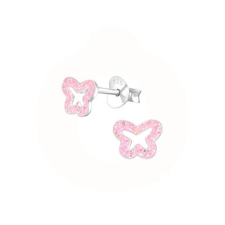 Vibholm Kids - pink sommerfugl ørestikker - sølv m. emalje APS1498-N1 på tilbud til 103,2 kr. hos Vibholm Guld & Sølv