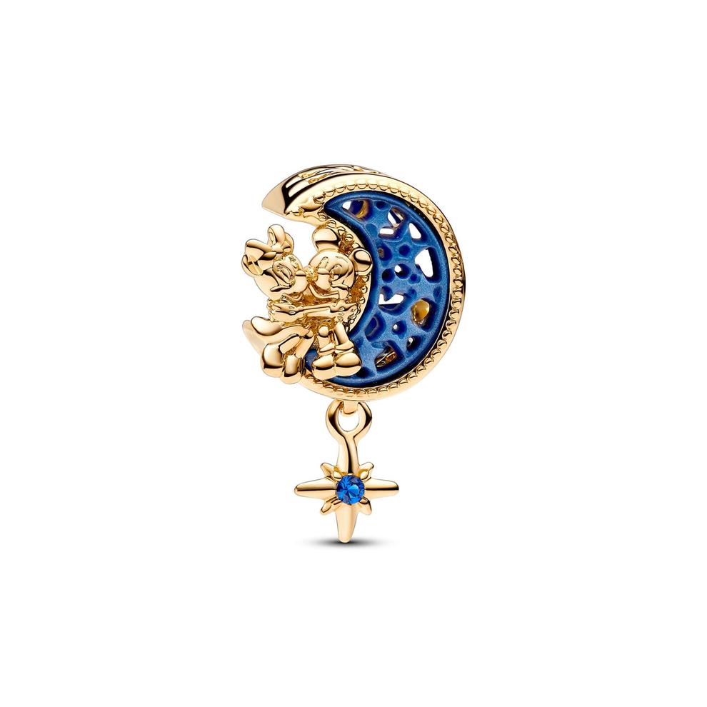 Pandora - Disney Mickey & Minnie Crescent Moon charm - Forgyldt metalblanding på tilbud til 299,5 kr. hos Vibholm Guld & Sølv
