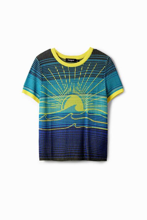 New collection Knit wave T-shirt på tilbud til 749 kr. hos Desigual