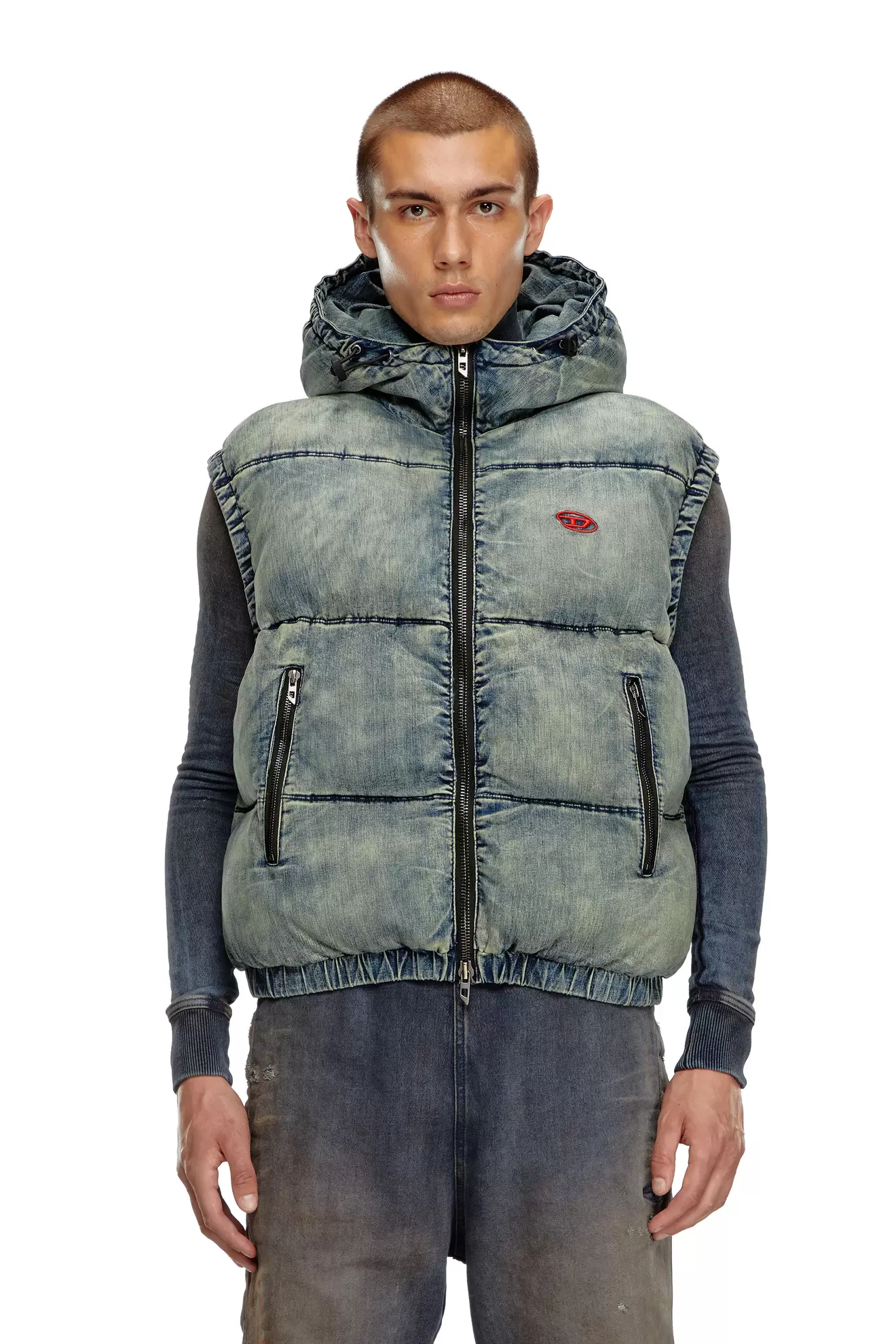 Padded vest in faded denim på tilbud til 1850 kr. hos Diesel