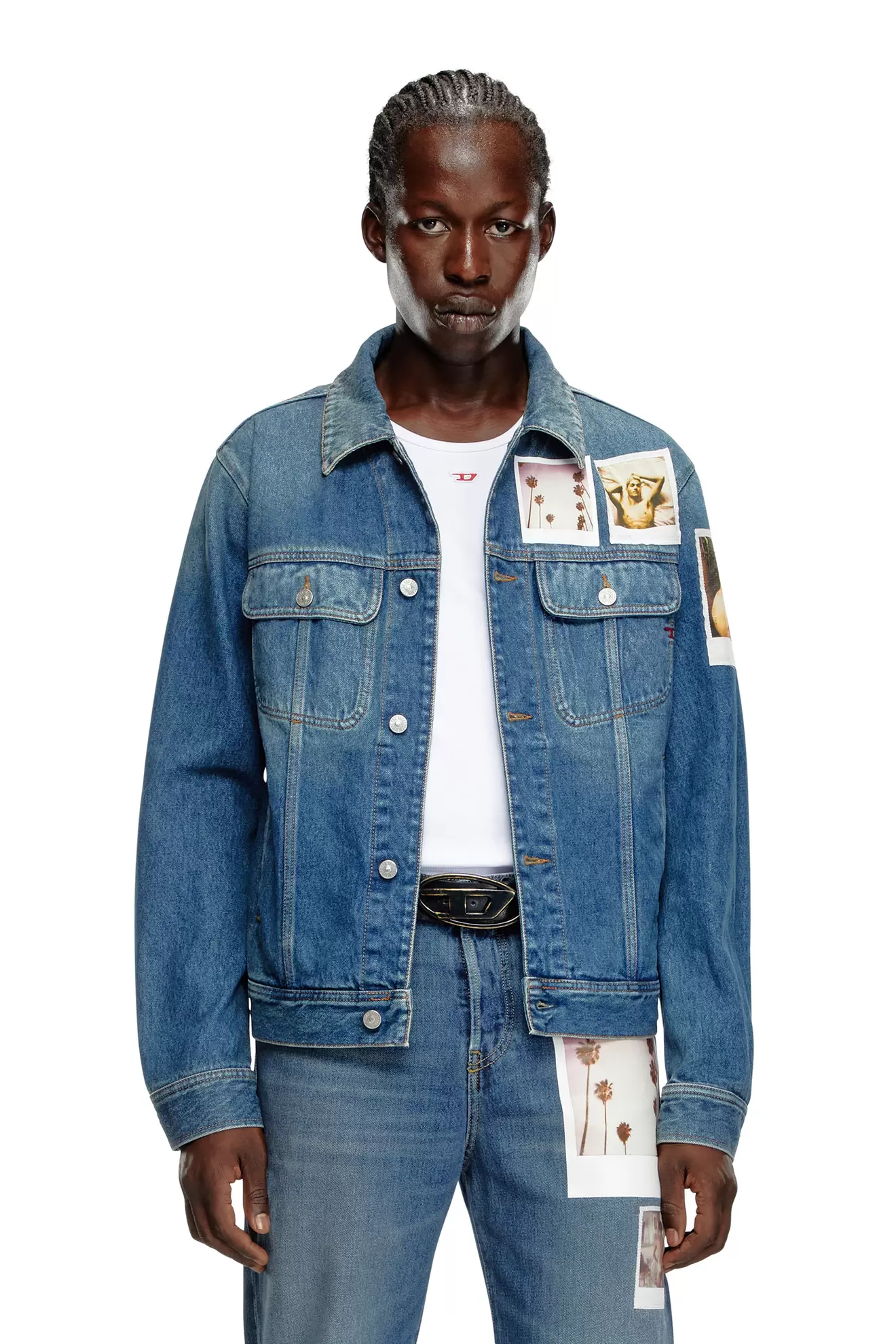 Trucker jacket with polaroid patches på tilbud til 2240 kr. hos Diesel