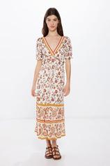 Midi Floral Print Dress with Border på tilbud til 39,99 kr. hos Springfield