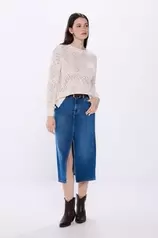 Denim midi skirt på tilbud til 39,99 kr. hos Springfield