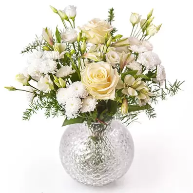 Hvide roser på tilbud til 329,95 kr. hos Euroflorist