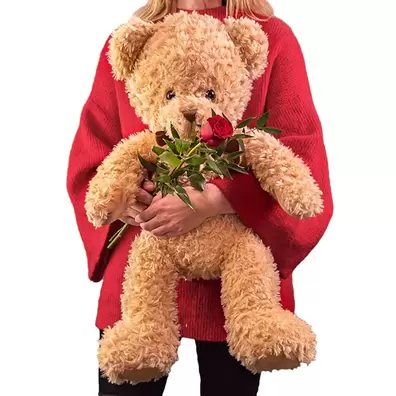 Rose og bamse på tilbud til 359,95 kr. hos Euroflorist