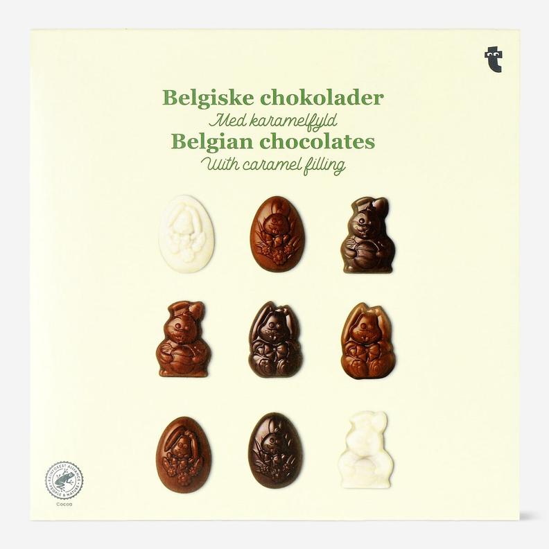 Belgiske chokolader. Karamelfyldning på tilbud til 50 kr. hos Flying Tiger