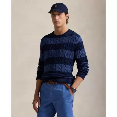 Striped Cable-Knit Cotton Jumper på tilbud til 1699 kr. hos Ralph Lauren 