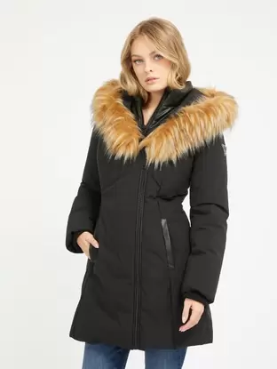 Faux fur hood jacket på tilbud til 1260 kr. hos Guess