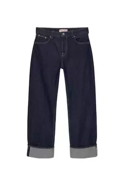 Jeans med lige ben og ægkantsdetalje på tilbud til 399 kr. hos Pull & Bear