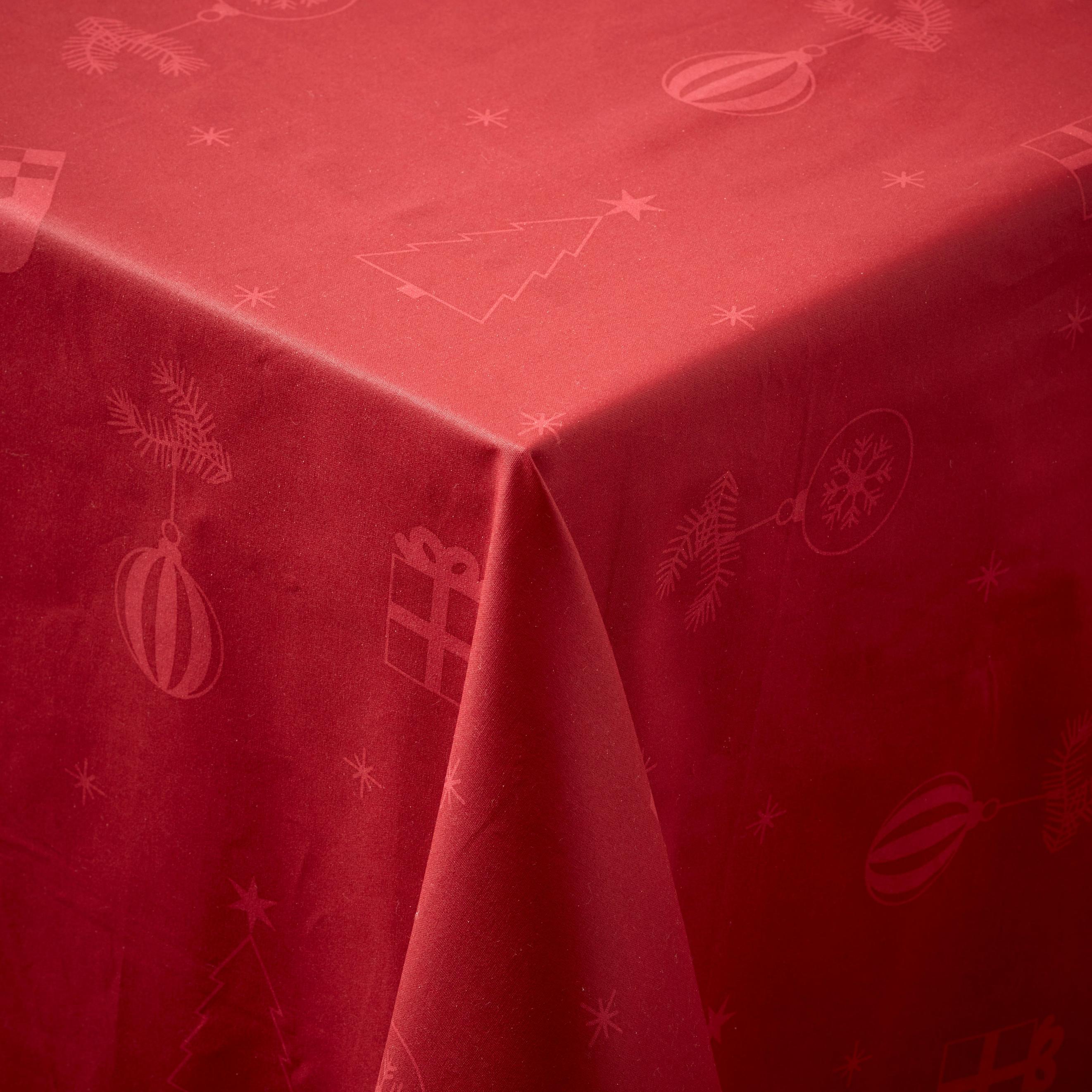 Nordisk Tekstil Damask Dug Juletid Rød 140 x 270 Cm på tilbud til 199,95 kr. hos Kop & Kande