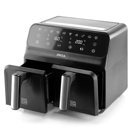 Jocca Dual Zone airfryer sort 2x4 liter 1700 watt på tilbud til 999,95 kr. hos Kop & Kande