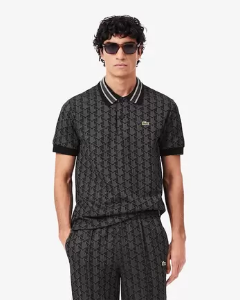 Classic Fit Monogram Jacquard Polo Shirt på tilbud til 1100 kr. hos Lacoste