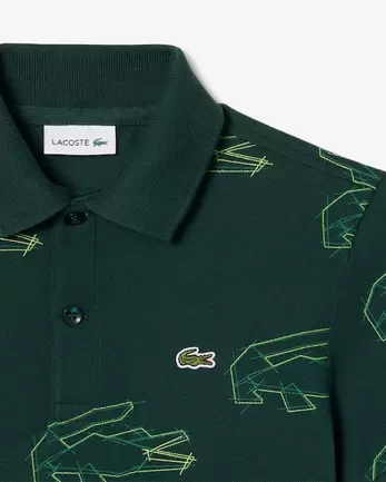 Crocodile Print Piqué Polo Shirt på tilbud til 550 kr. hos Lacoste