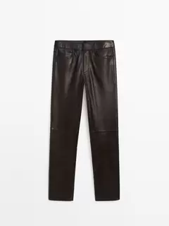 Straight-leg nappa leather trousers på tilbud til 2599 kr. hos Massimo Dutti