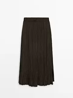 Midi skirt with pleated detail på tilbud til 699 kr. hos Massimo Dutti