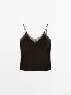 Strappy lace camisole top på tilbud til 399 kr. hos Massimo Dutti