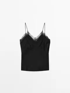 Strappy lace camisole top på tilbud til 399 kr. hos Massimo Dutti